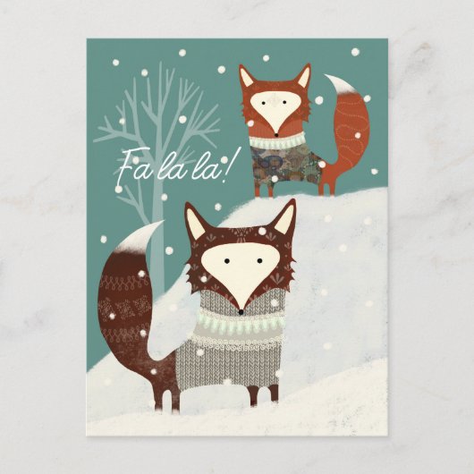 Carte postale Winter Fox et Fa La La Holiday (Devant)