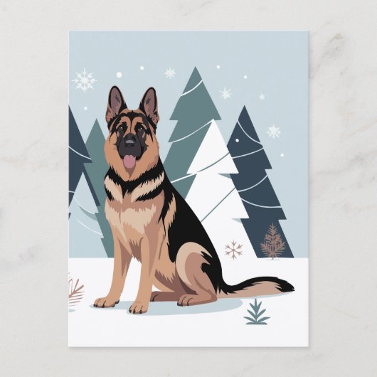 Carte Postale Winter German Shepherd  (Devant)