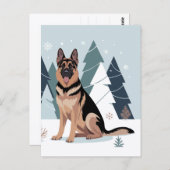 Carte Postale Winter German Shepherd  (Devant / Derrière)