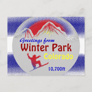 Carte Postale Winter Park Colorado drapeau salutations artsy car