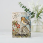 Carte Postale Winter Robin Joyeux Vacances (Debout devant)