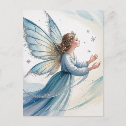 Carte Postale Winter Snow Fairy Watercolor Art (Devant)