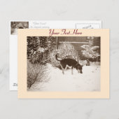 Carte Postale Winter snow scene with cute black and tan dog (Devant / Derrière)