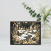 Carte Postale Winter village gold & black design (Debout devant)