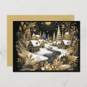 Carte Postale Winter village gold & black design (Devant / Derrière)