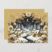 Carte Postale Winter village gold & black design postcard (Devant / Derrière)