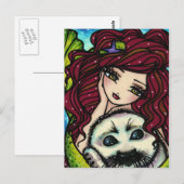 Carte Postale Winter White Seal Mermaid Art Fantasy (Devant / Derrière)