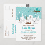 Carte Postale Winter Wonderland Arctic Fox Baby shower (Devant / Derrière)