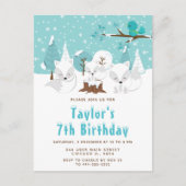 Carte Postale Winter Wonderland Arctic Fox fête d'anniversaire (Devant)
