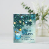 Carte Postale Winter Wonderland Blue Christmas Baubles (Debout devant)