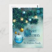 Carte Postale Winter Wonderland Blue Christmas Baubles (Devant / Derrière)
