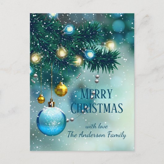 Carte Postale Winter Wonderland Blue Christmas Baubles (Devant)