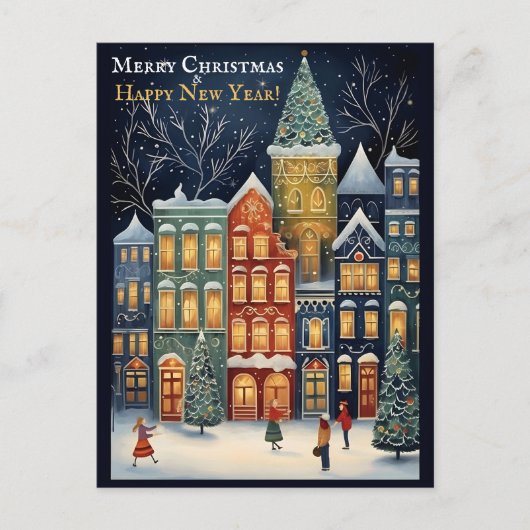 Carte Postale Winter Wonderland Cityscape Noël et Nouvel An (Devant)