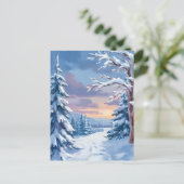 Carte Postale Winter Wonderland | Mountain Snow Nature Painting  (Debout devant)