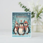 Carte Postale Winter Wonderland Noël Penguins Salut (Debout devant)