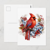 Carte Postale Winter Wonderland Red Cardinal (Devant / Derrière)