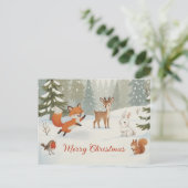 Carte Postale Winter Woodland Merry Christmas Forest Animals (Debout devant)