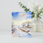 Carte Postale Wintery Lane Watercolor (Debout devant)