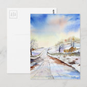 Carte Postale Wintery Lane Watercolor (Devant / Derrière)