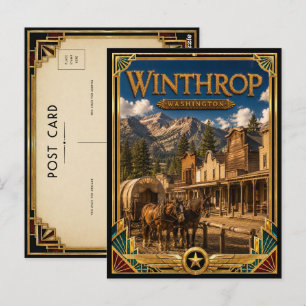 Carte Postale Winthrop Washington Art Déco vintage de l'âge d'or