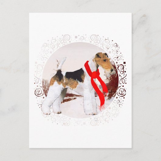Carte Postale Wire Fox Terrier Hiver (Devant)