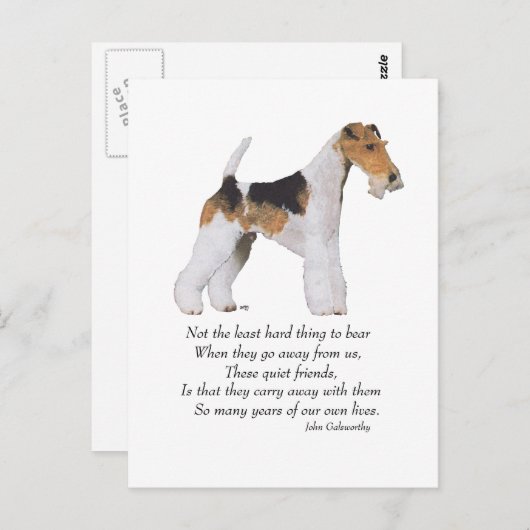 Carte Postale Wire Fox Terrier Rainbow Bridge (Devant / Derrière)