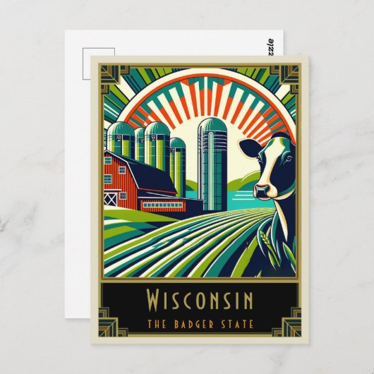 Carte Postale Wisconsin | Art déco (Devant / Derrière)