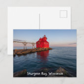 Carte postale Wisconsin du phare de Sturgeon Bay (Devant / Derrière)