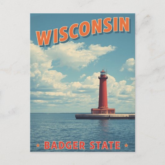 Carte Postale Wisconsin Lighthouse Vintage (Devant)