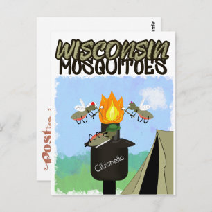Carte Postale Wisconsin Mosquitoes Cartoon