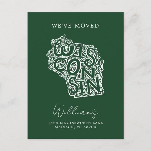 Carte Postale WISCONSIN | Notre changement d'adresse (Devant)