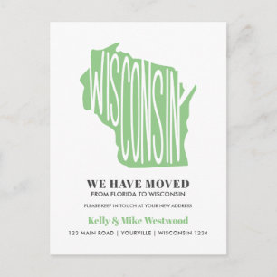 Carte Postale WISCONSIN Nous avons déménagé Nouvelle adresse Nou