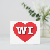 Carte Postale Wisconsin Red Heart - J'aime WI (Debout devant)