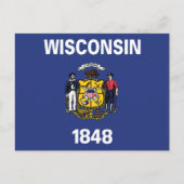 Carte Postale Wisconsin State Flag Sailor Miner Plow Anchor 1848 (Devant)