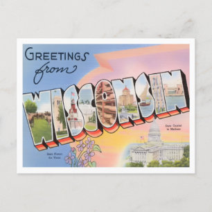 Carte postale Wisconsin Vintage Big Letters