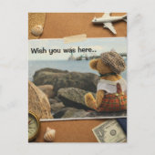 Carte Postale Wish you was here teddy bear (Devant)