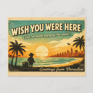 Carte Postale Wish You Were Here – Retro Paradise Postcard