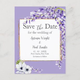 Carte Postale Wisteria Blooms Mariage Enregistrer la date