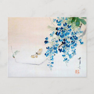 Carte Postale Wisteria et papillon, Watanabe Seitei