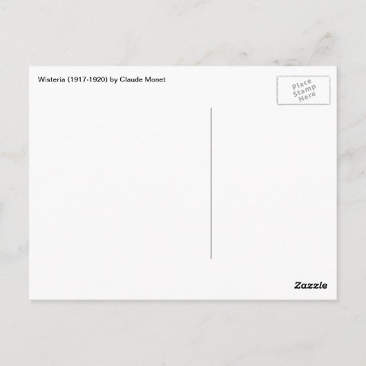 Carte Postale Wisteria (moitié droite) par Claude Monet (Dos)