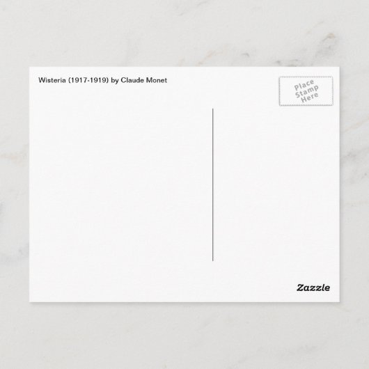 Carte Postale Wisteria (moitié gauche) par Claude Monet (Dos)
