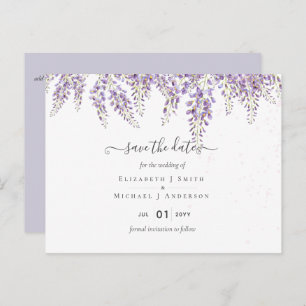 Carte Postale Wisteria Purple Mariage Enregistrer les dates Cart