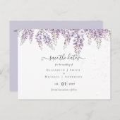 Carte Postale Wisteria Purple Mariage Enregistrer les dates Cart (Devant / Derrière)