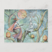 Carte postale Witch and Ghost Halloween (Devant)