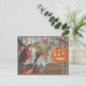 Carte Postale Witch Broom Jack-o'-lantern Owl Moon (Debout devant)