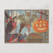 Carte Postale Witch Broom Jack-o'-lantern Owl Moon (Devant)