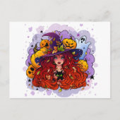Carte Postale Witch Ghost et Citrouilles (Devant)