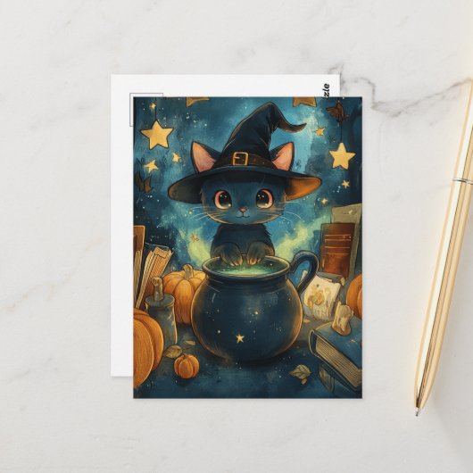 Carte Postale Witch Kitty  (Devant/Arrière en situation)