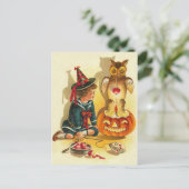 Carte Postale Witch Owl Jack-o'-lantern Citrouille (Debout devant)