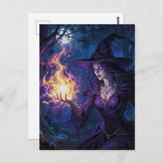 Carte Postale Witch with fire magick (Devant / Derrière)